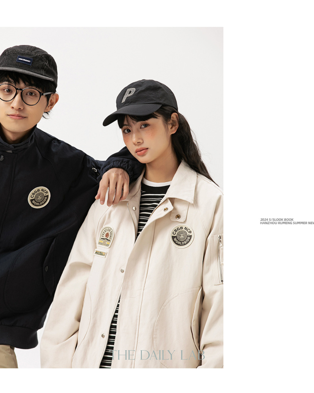 American Retro Badge Collared Bomber Jacket In White