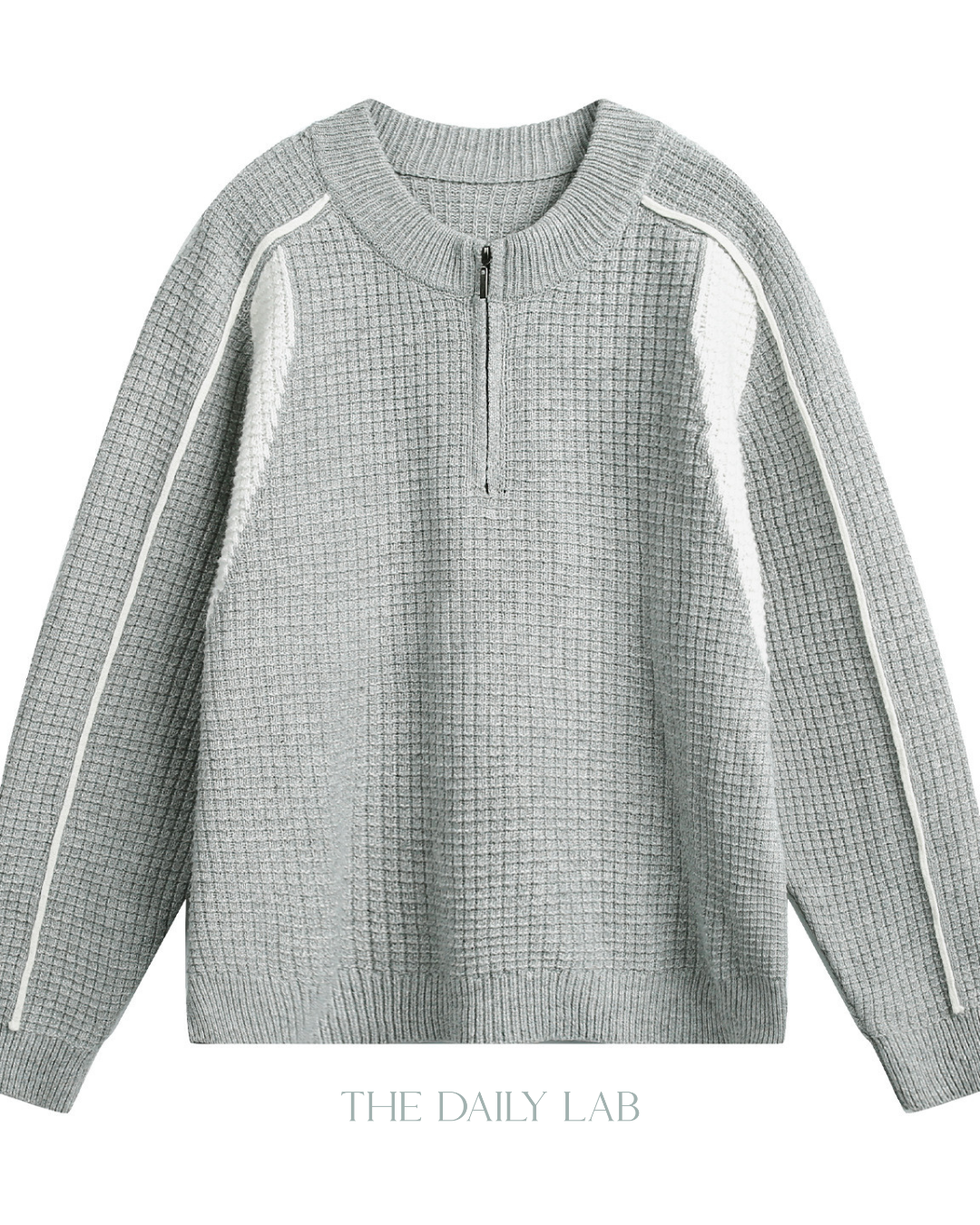 Colorblock Fleece Knit Jacket in Light Gray