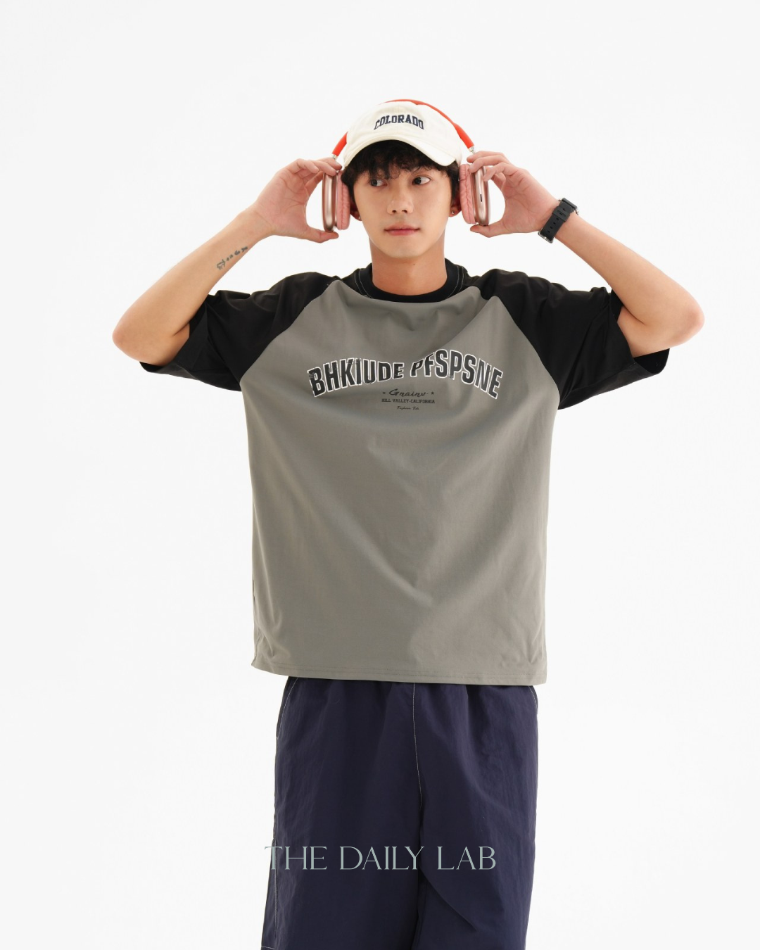 Vintage Casual Sleeve Tee In Grey