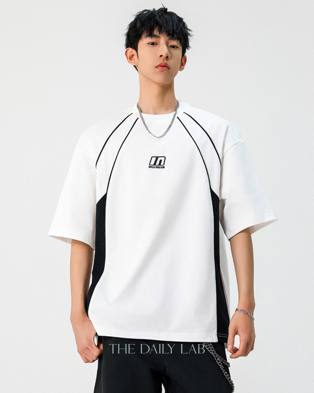 IN Split-Panel Sport Tee in White