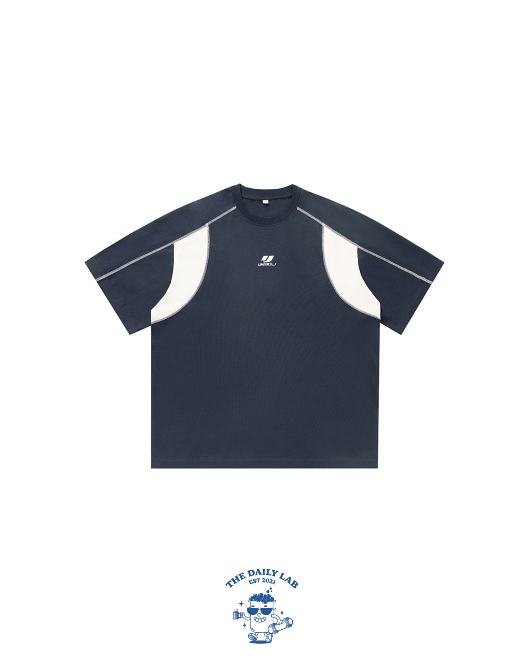 J Patchwork Relaxed Tee in Navy (In-Stock)