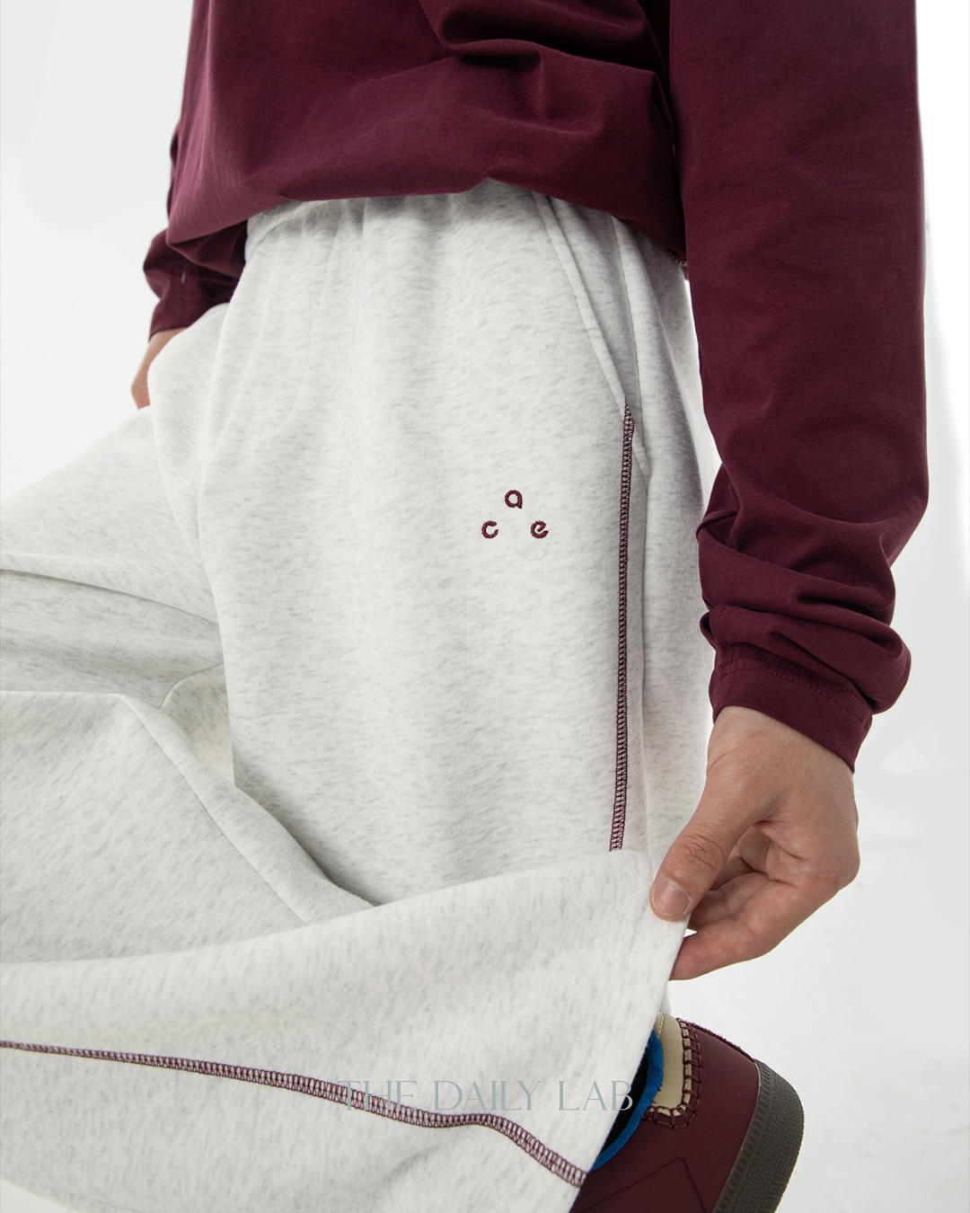 Heavyweight Color-blocked With Contrast Stitching Casual Pants In White
