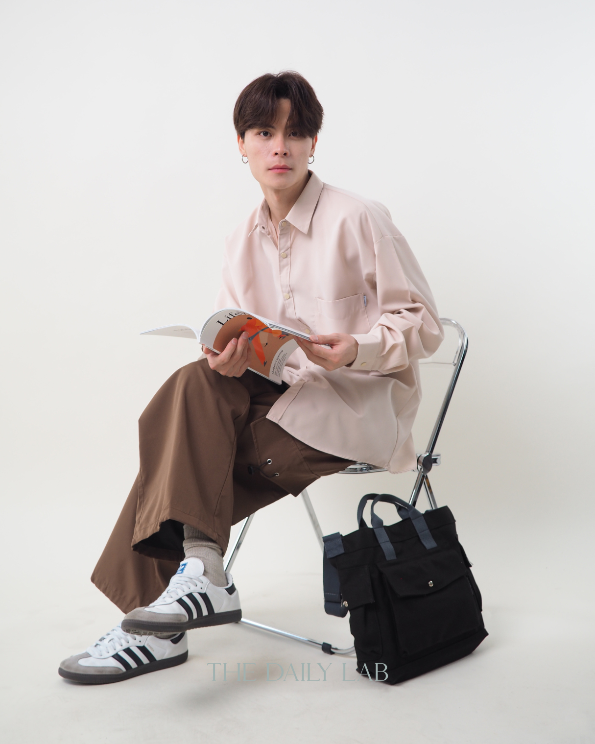 Buttoned Oversized Shirt in Beige