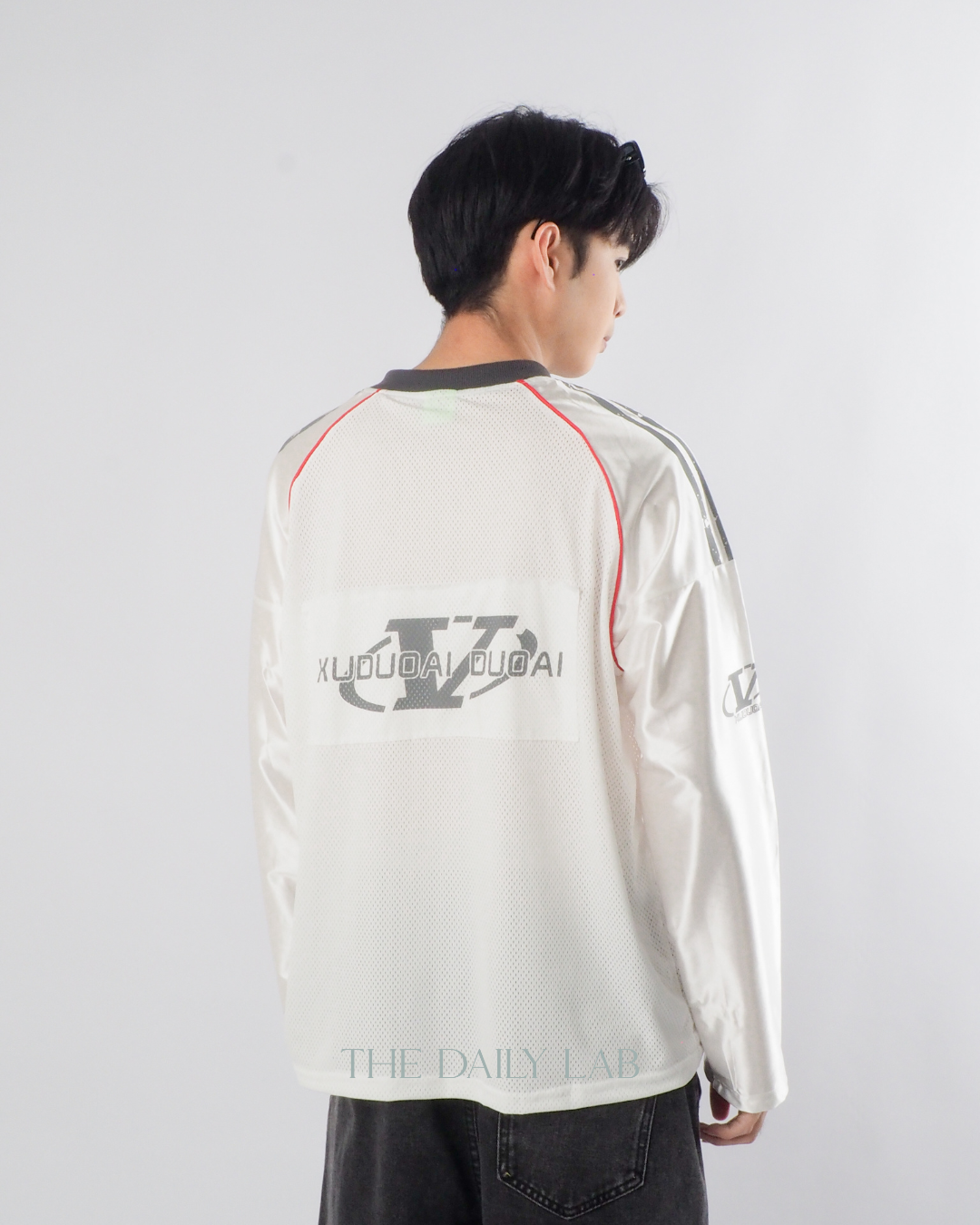 Vintage Mesh Long Sleeve Tee in White