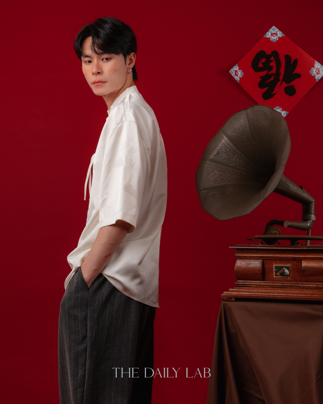 Vintage Mandarin Collar Coat in Beige