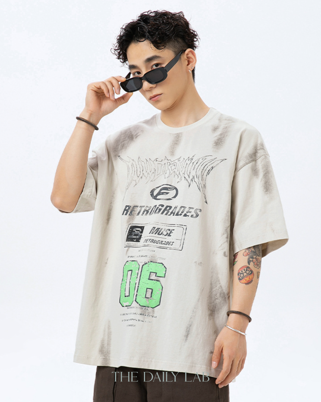 F Alphabet Cotton Tee in Beige