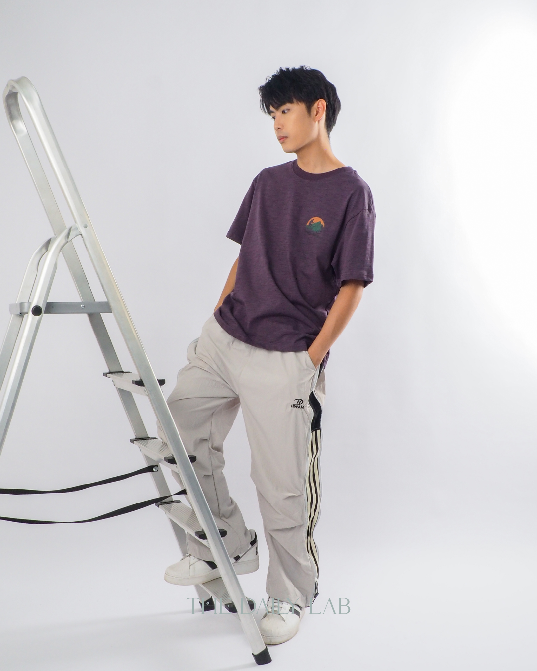 Trendy Striped Paratrooper Pants in Grey