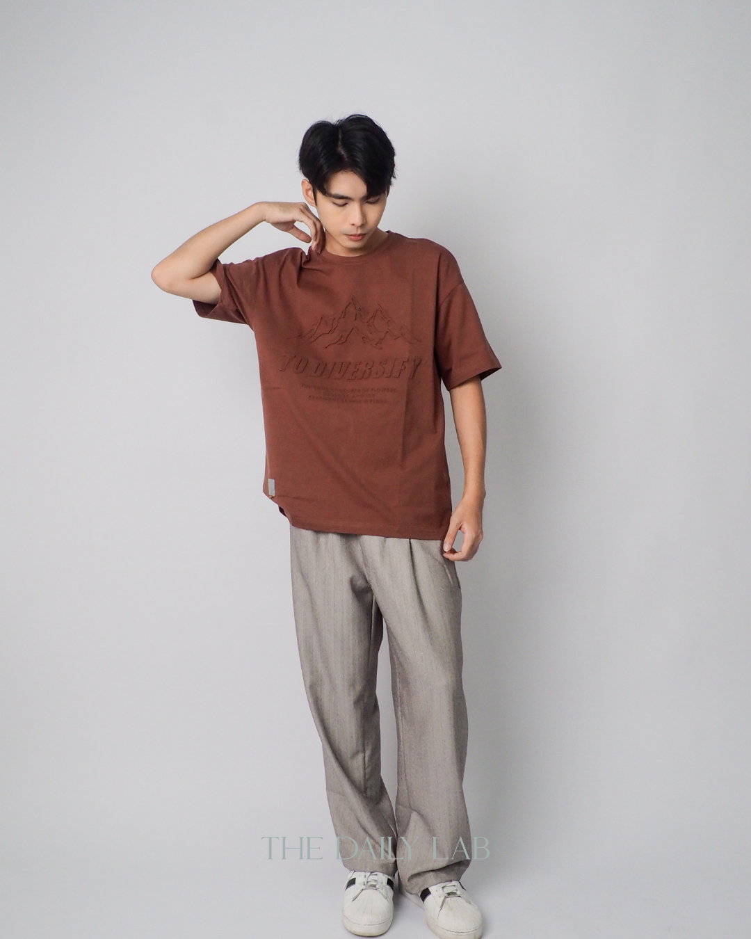 Double Waist Stripe Pants in Light Grey