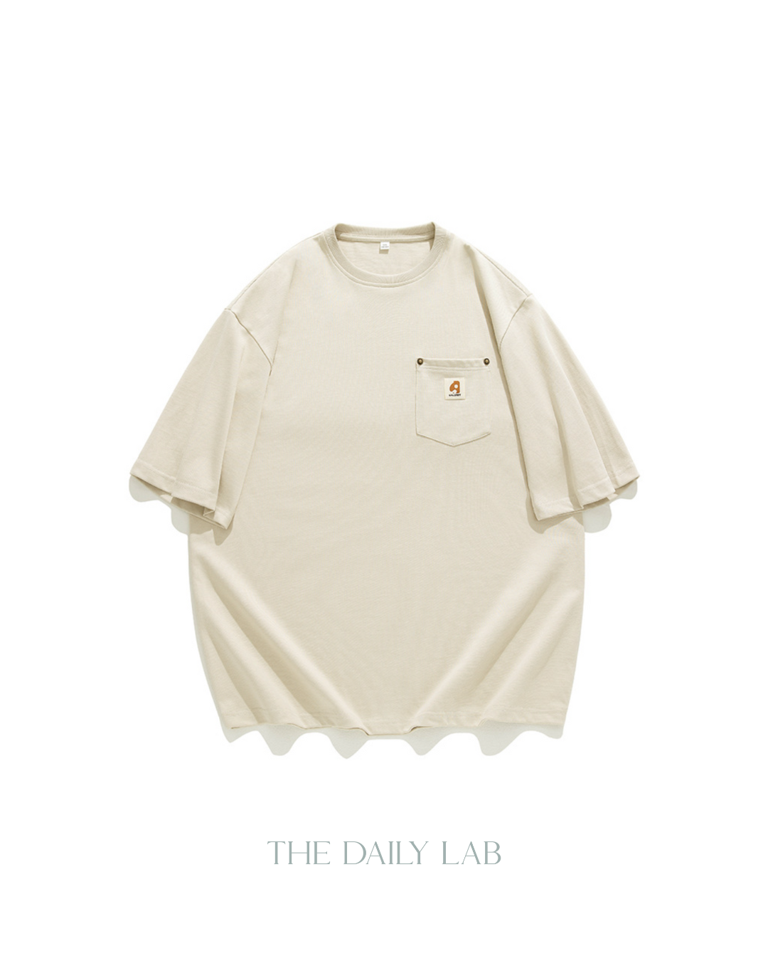 Pocketed Oversized Vintage Tee in Beige