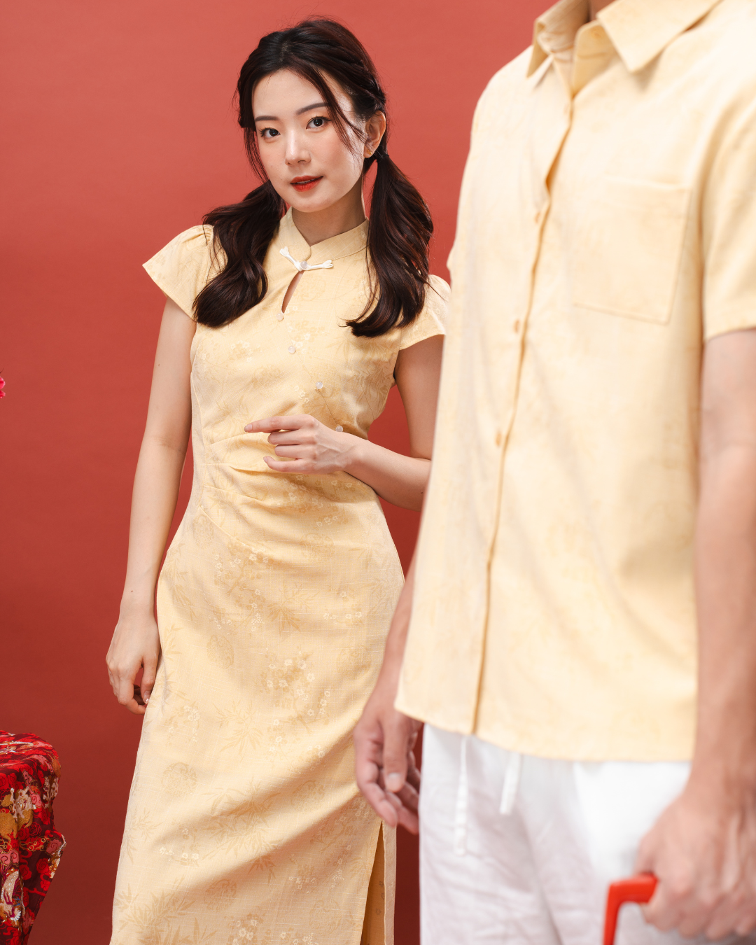 Yellow Floral Midi Dress