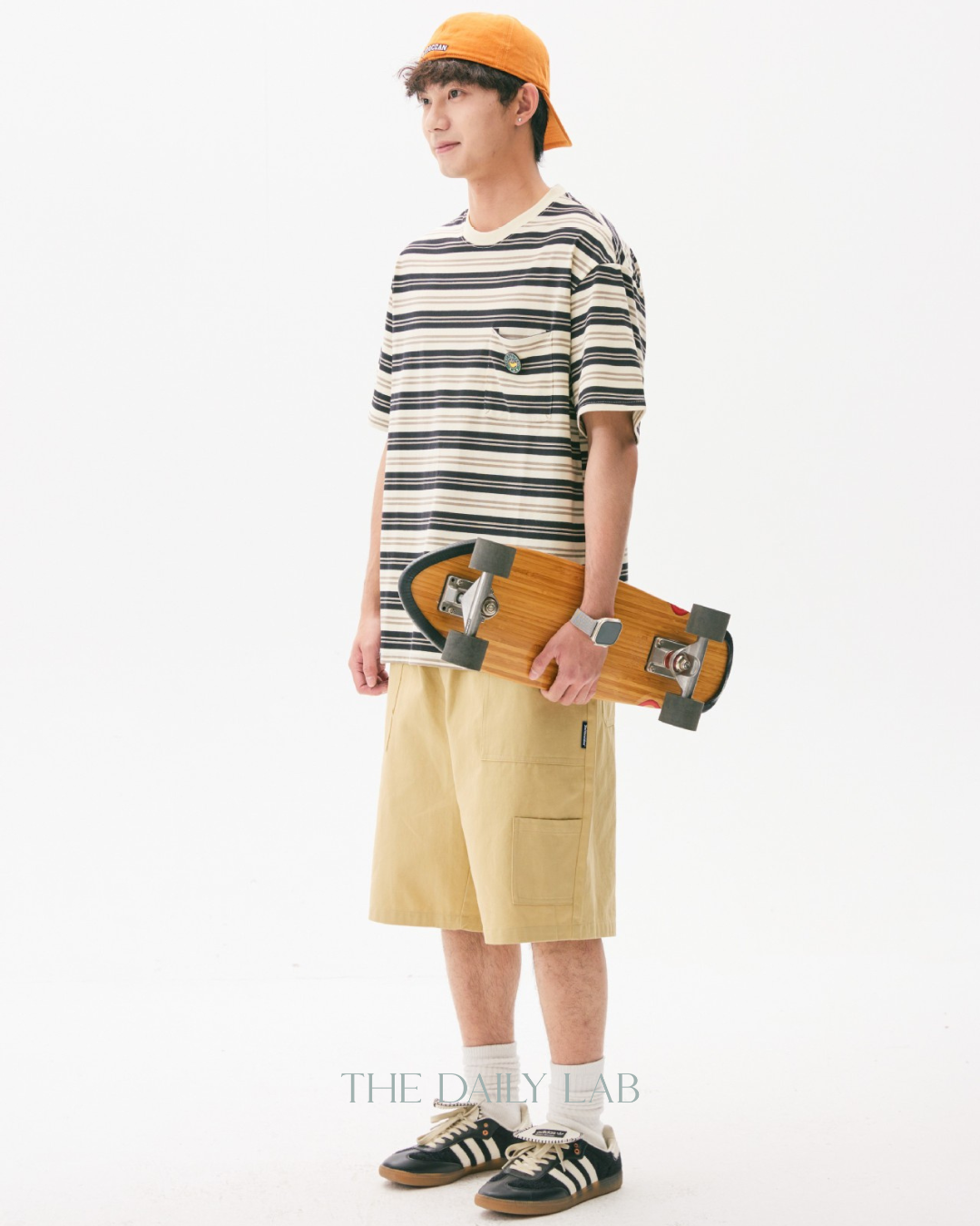 Teen Streetwear Striped Loose Fit Tee in Black/White