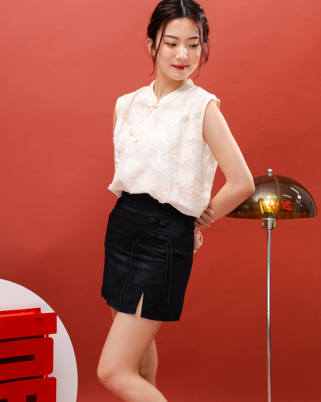 Black Jacquard Skort