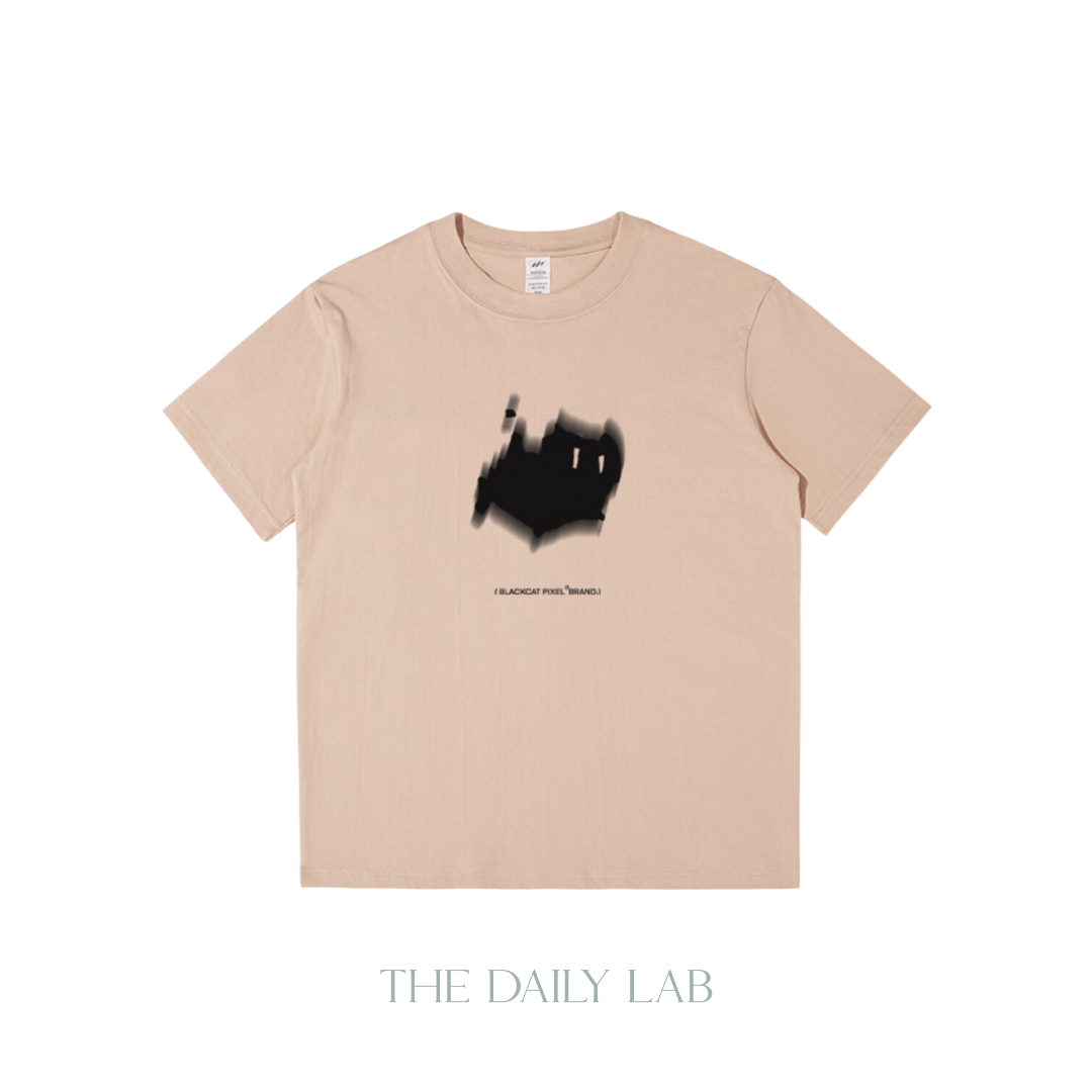 230G Black Cat Pixel Cotton Tee