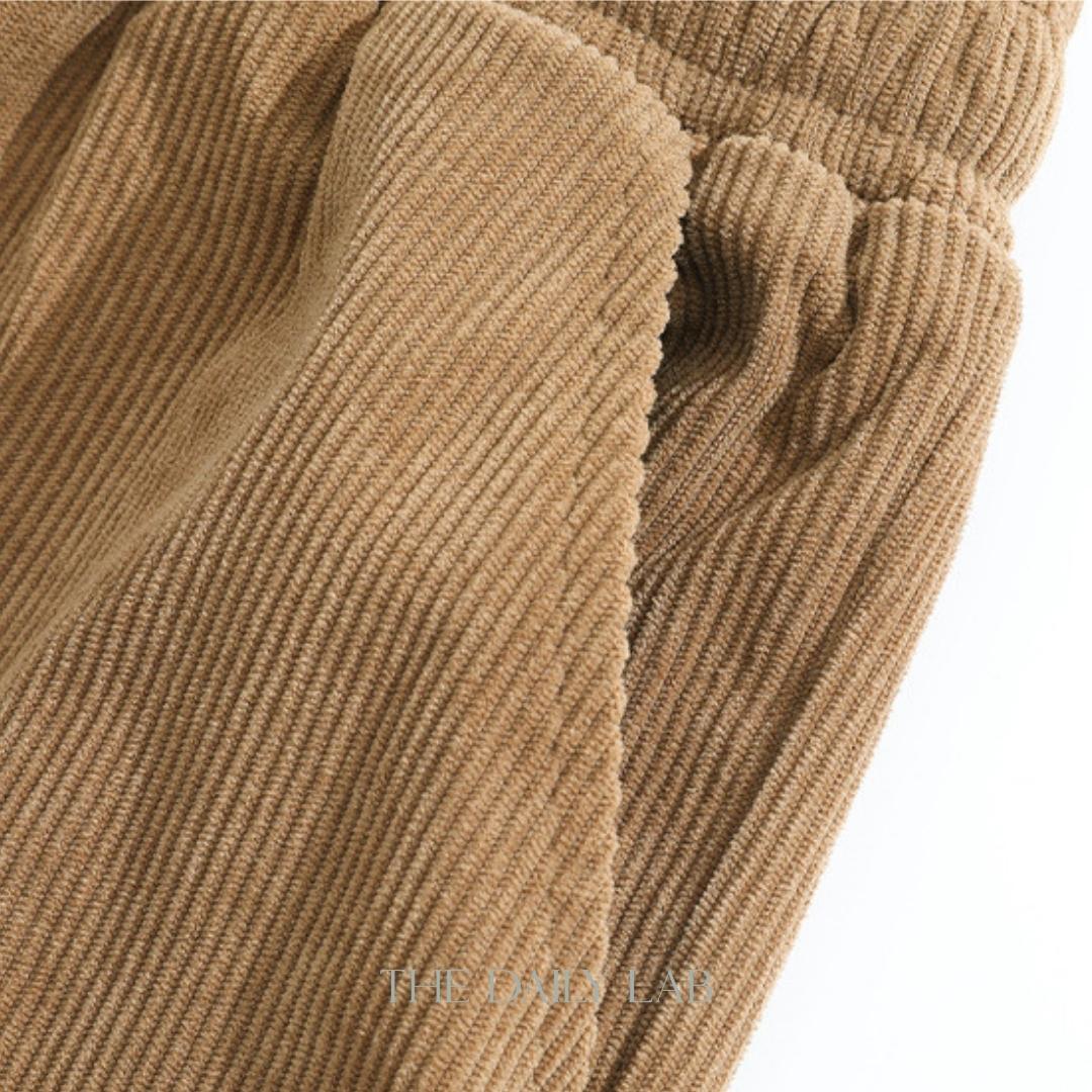 Corduroy Patchwork Long Pants in Brown