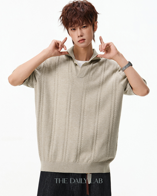 Coast Club Knit Polo in Beige