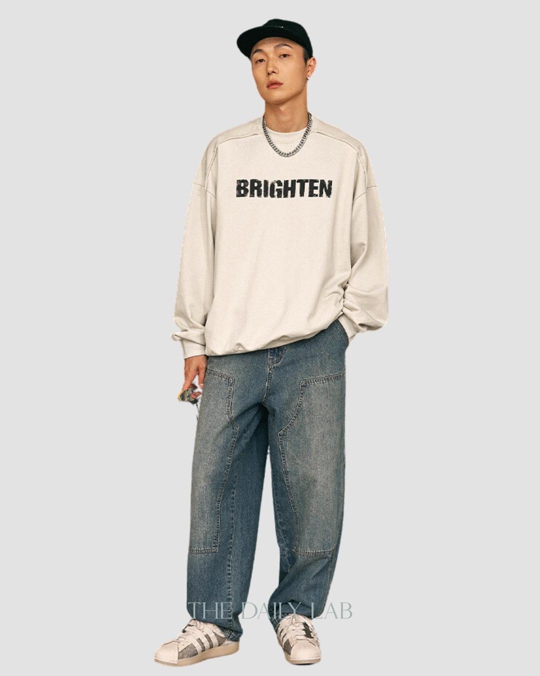 Brighten Long Sleeve Sweatshirt in Beige