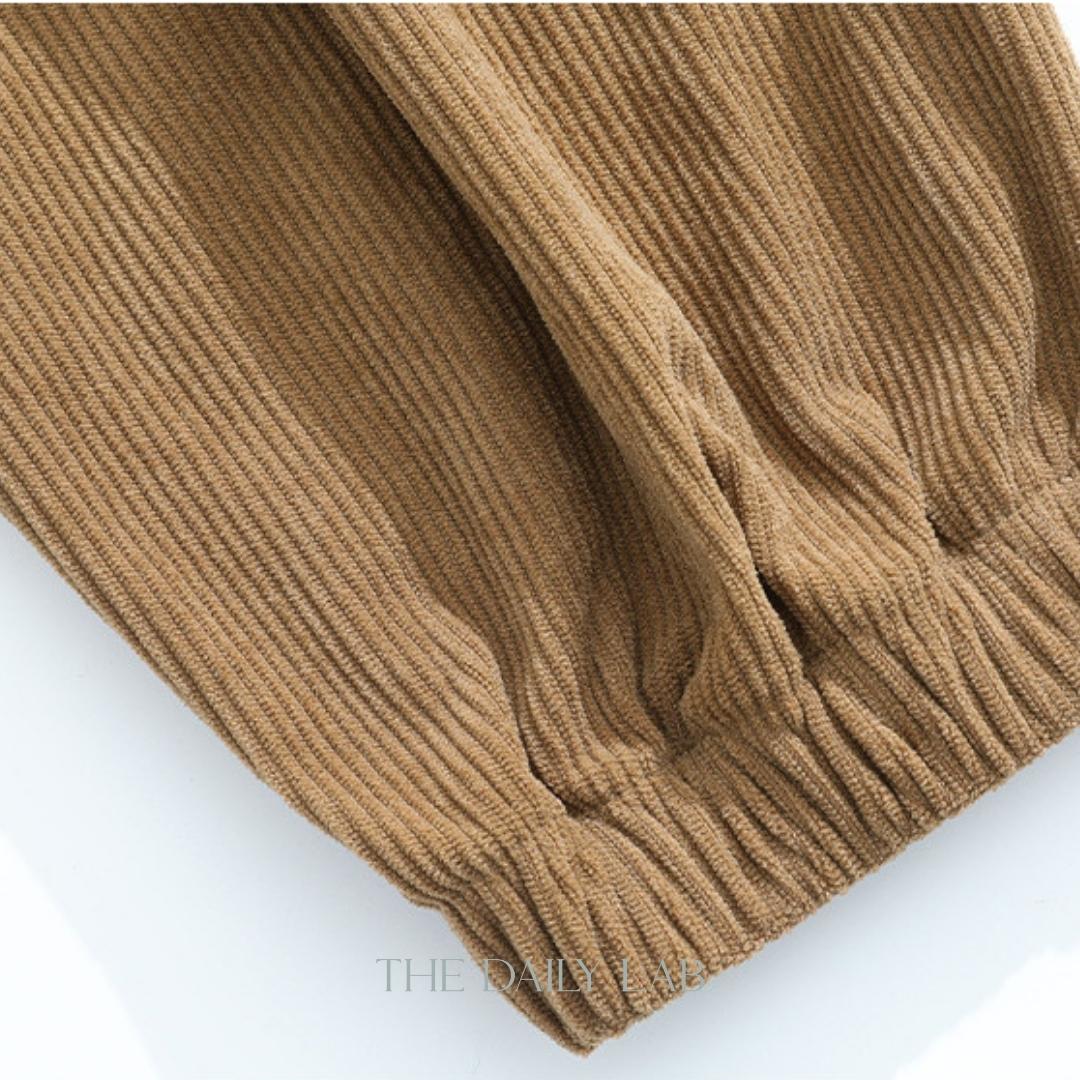 Corduroy Patchwork Long Pants in Brown