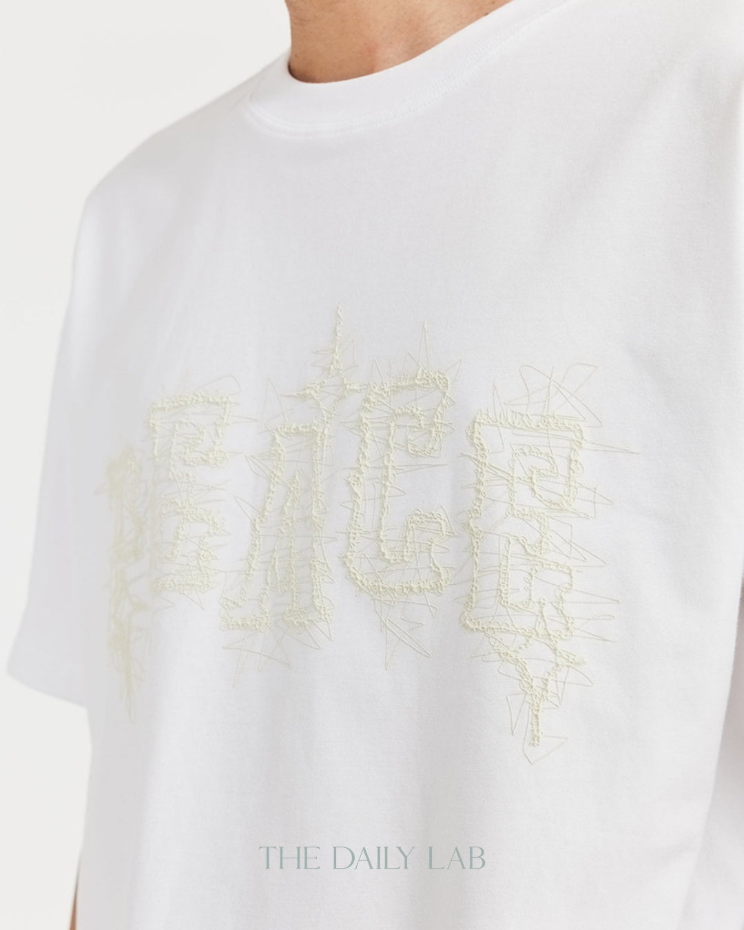 Peace Embroidery Tee in White