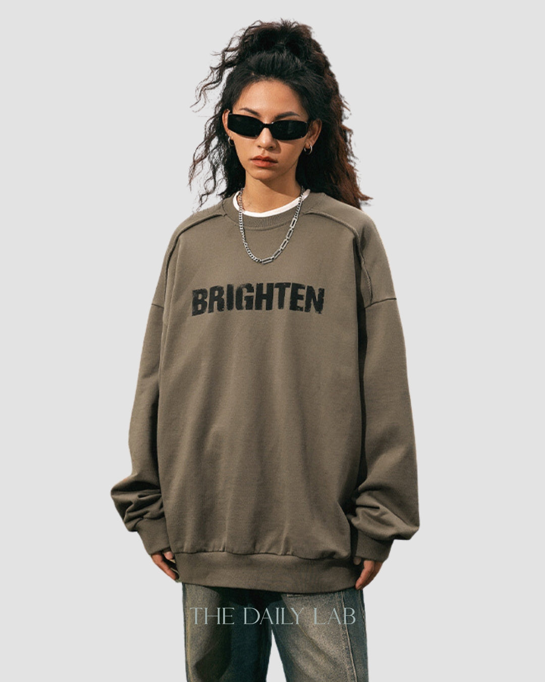 Brighten Long Sleeve Sweatshirt in Khaki