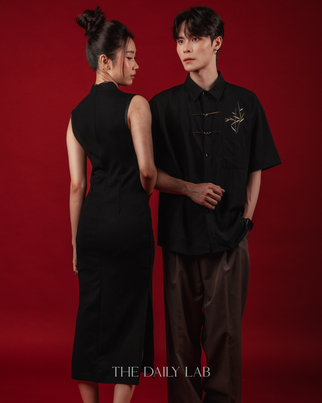 Bamboo Stitch Tang Shirt in Black (In-Stock)