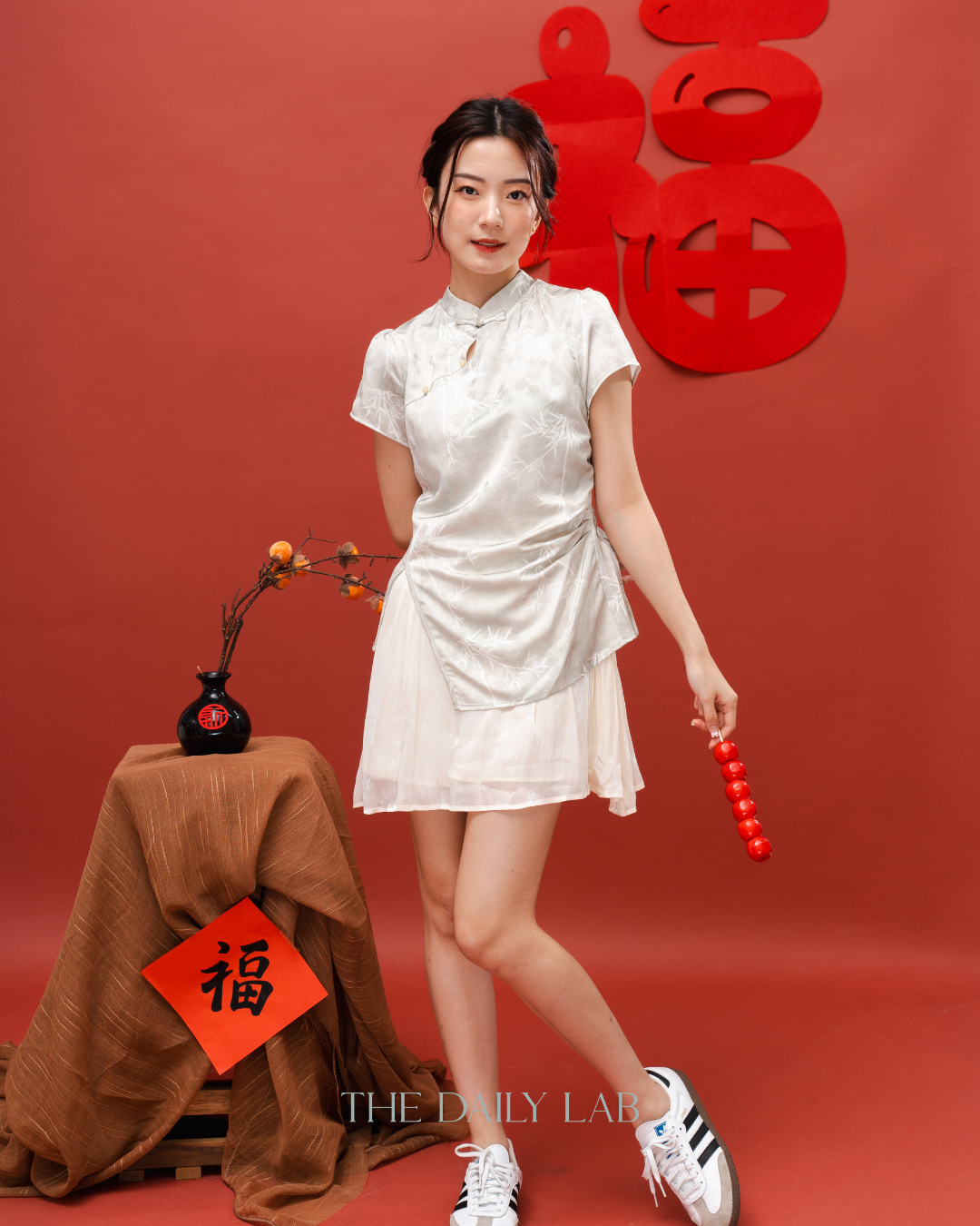 Green Asymmetrical Qipao Dress