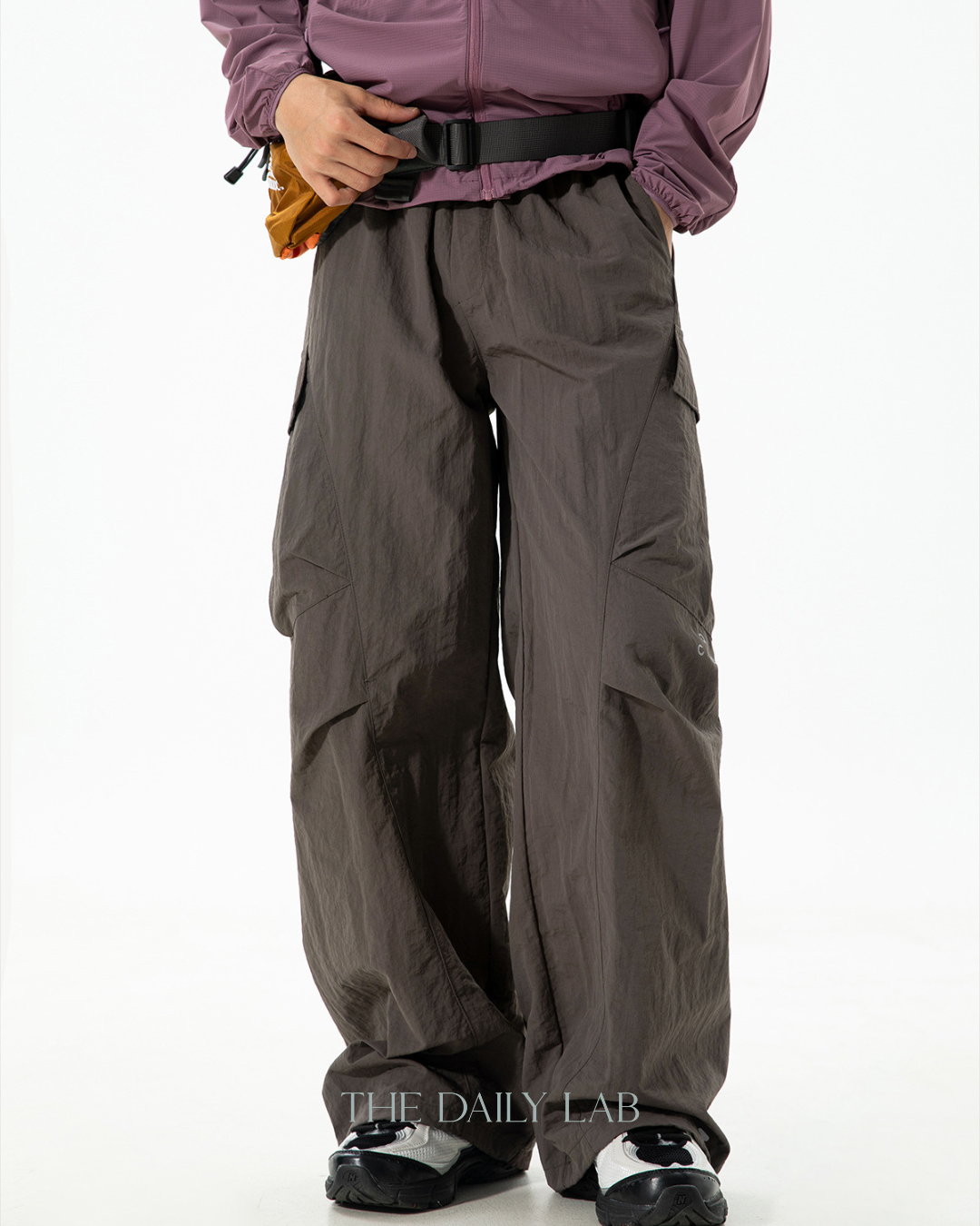 Water-resistant Outdoor Cargo Paratrooper Pants In Plum Gray