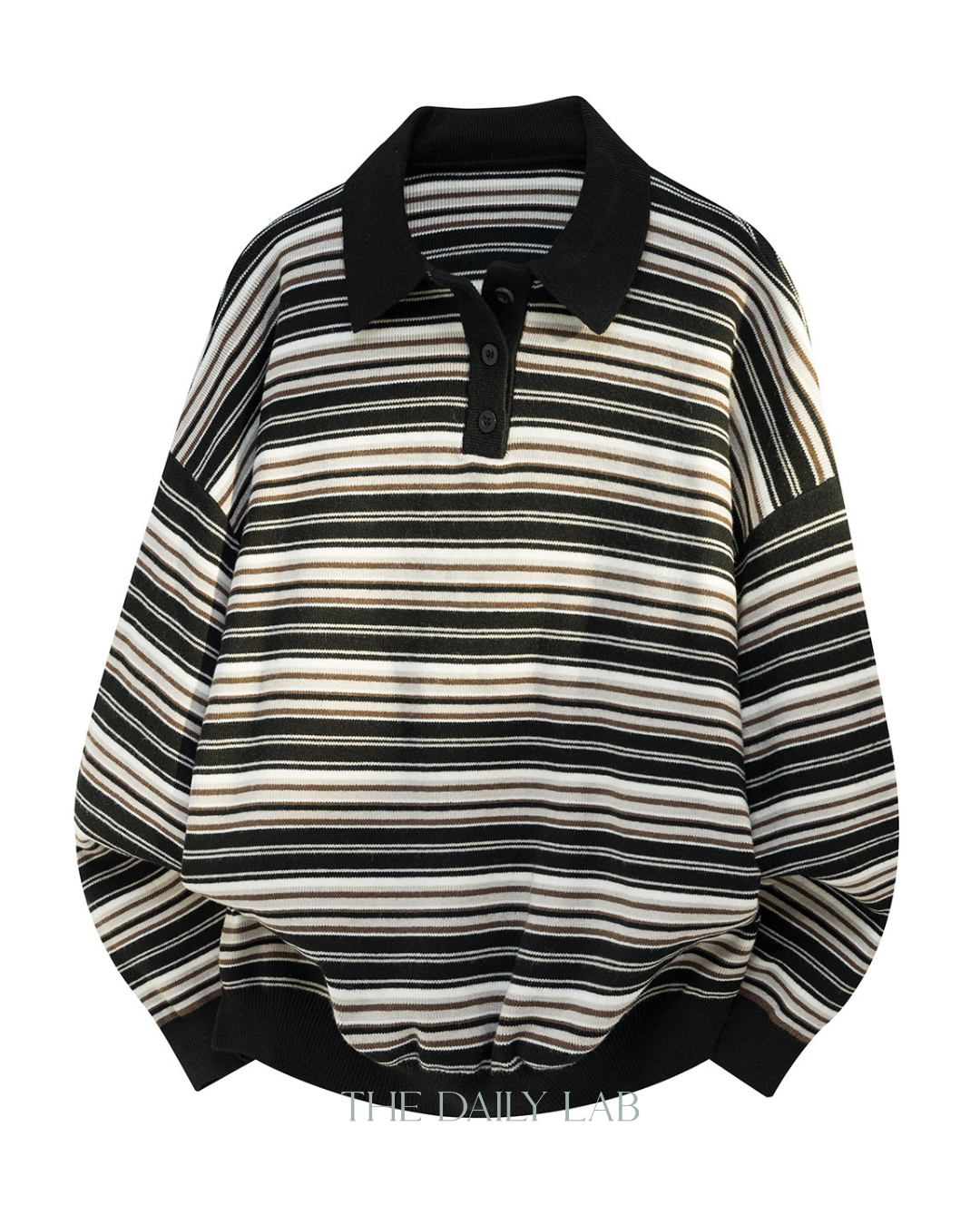 Vintage Striped Loose Casual T-Shirt in Black