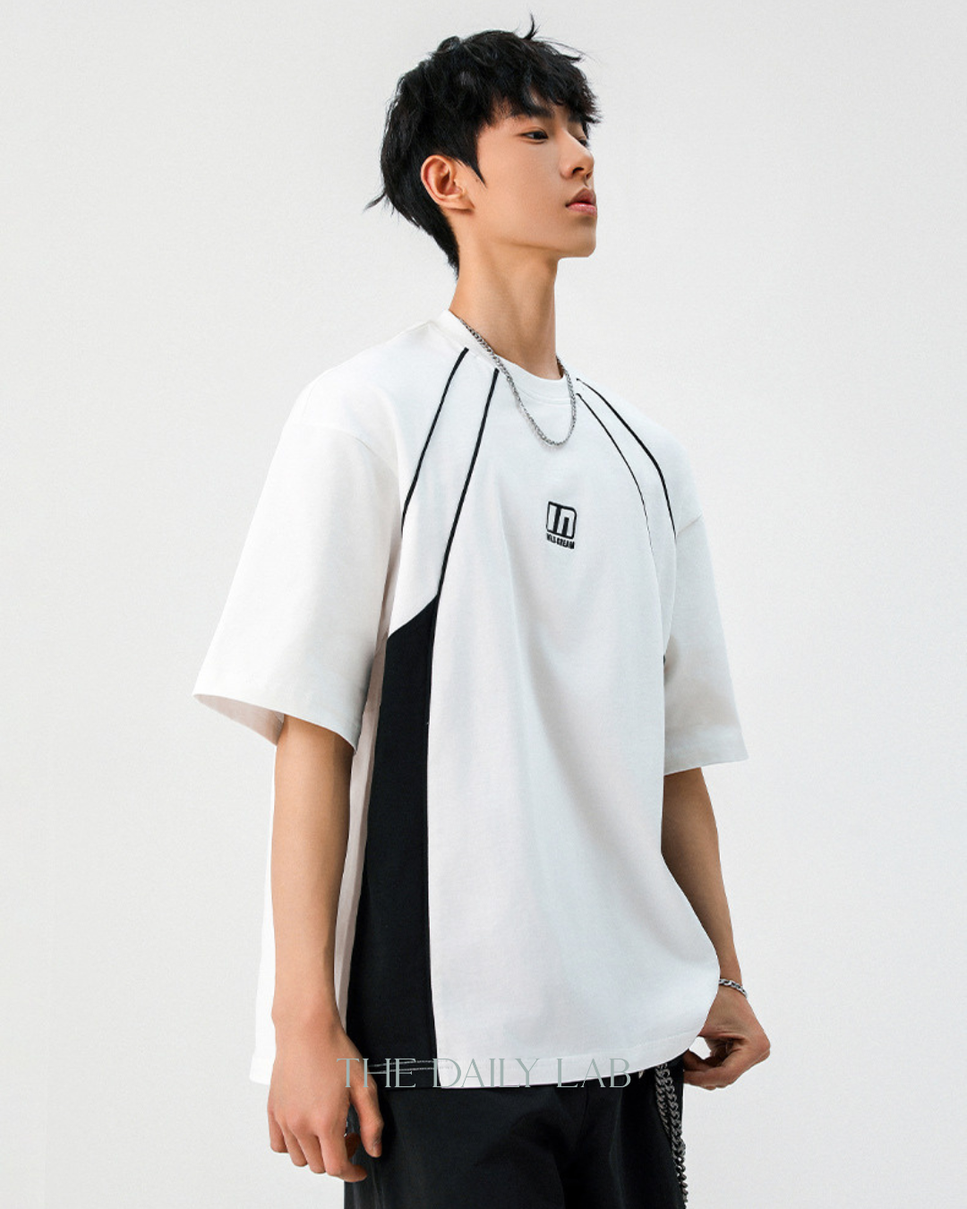 IN Split-Panel Sport Tee in White