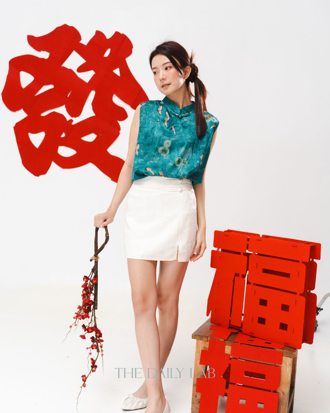 Elegant Pankou Mini Skirt in Beige