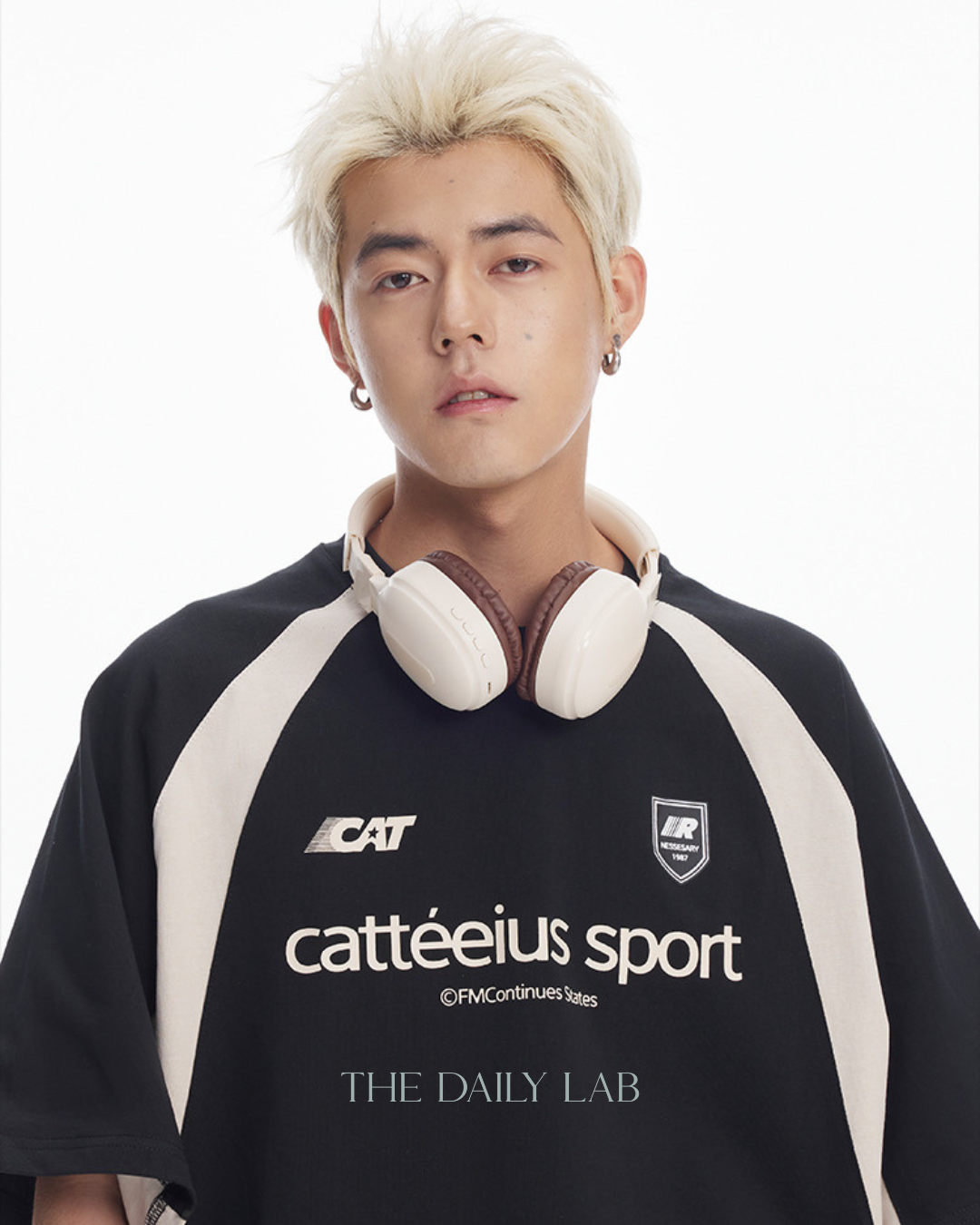 Catteeius Sport Print Cotton Tee in Black