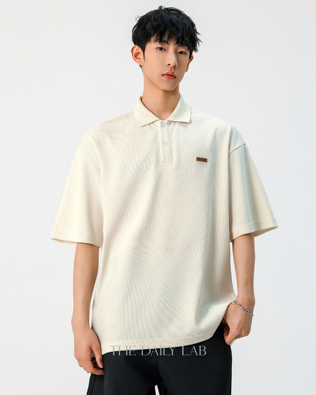 Retro Collar Polo Tee in White