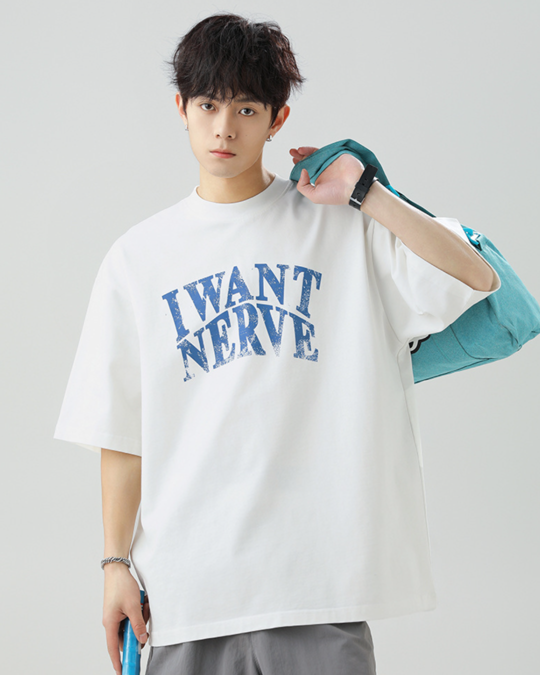 I WANT NERVE Relaxed Tee in White