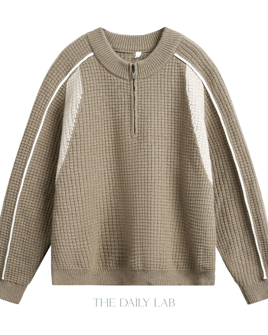 Colorblock Fleece Knit Jacket in Khaki