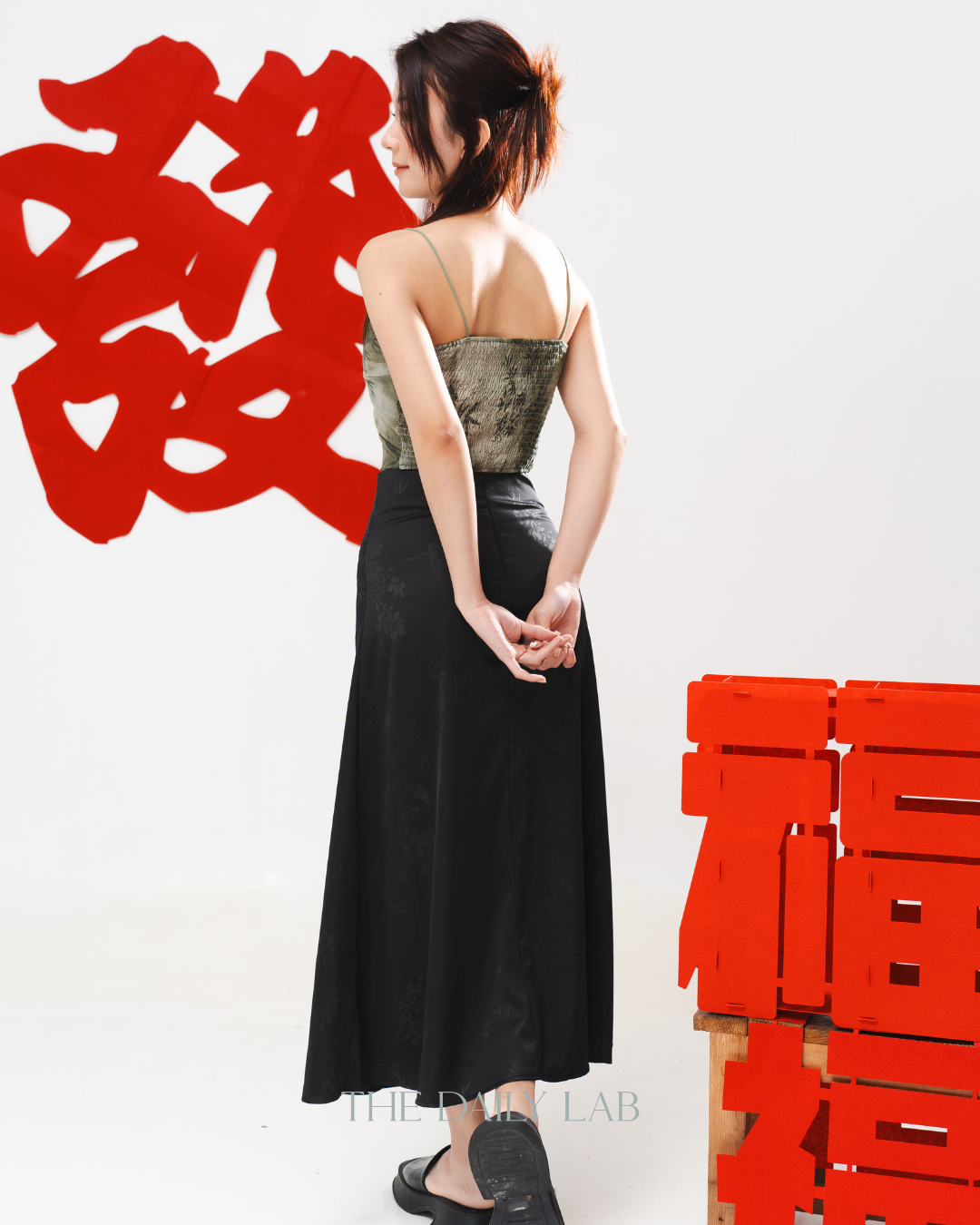 Bamboo Leaf Mesh Tank Top in Green