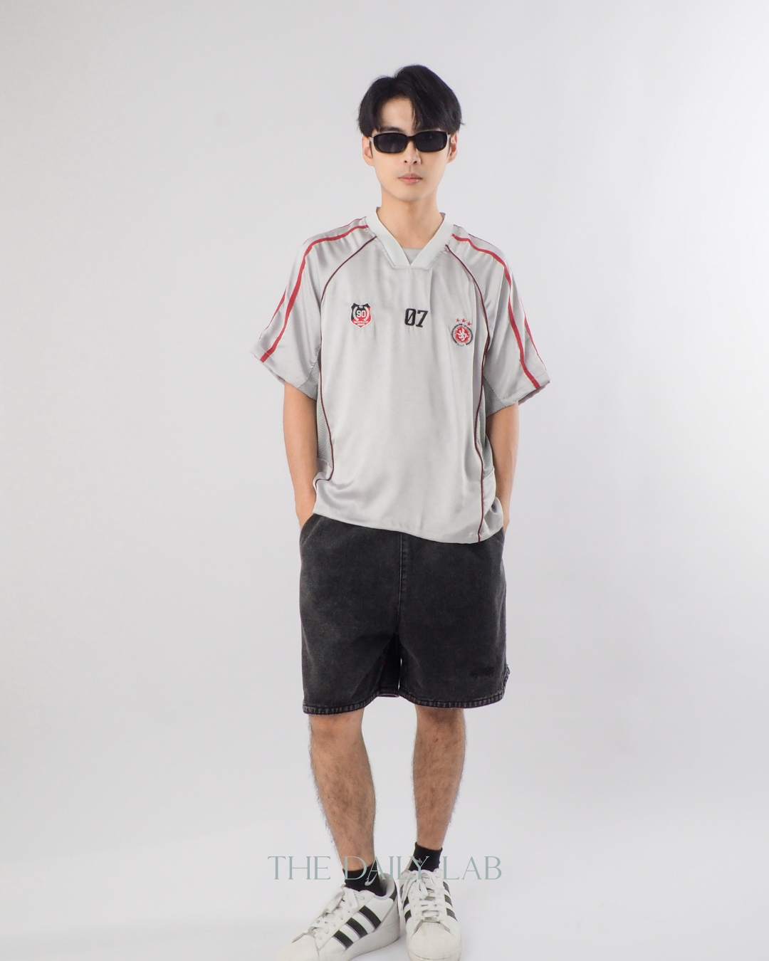 American Vintage Football Tee in Grey