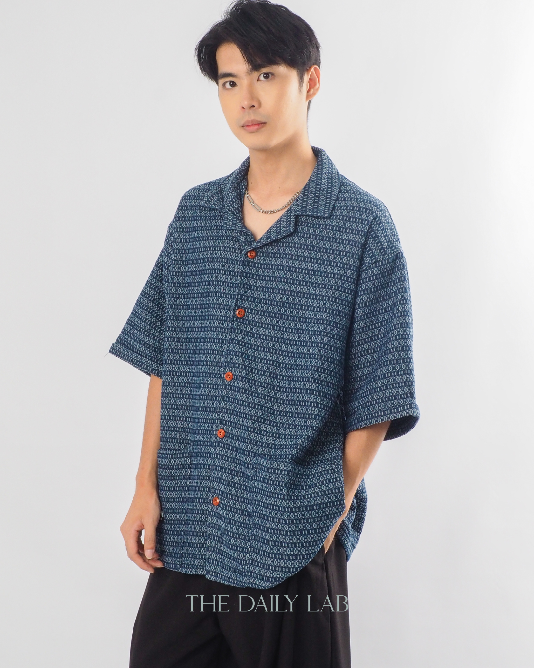 Japanese Retro Workwear Denim Shirt in Blue
