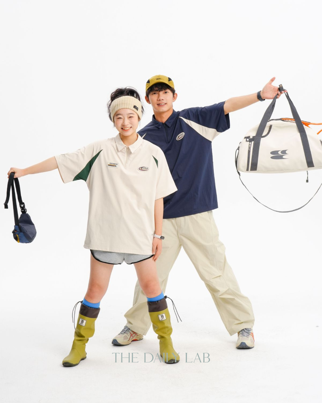 Logo Zipper Polo Shirt in Navy Blue