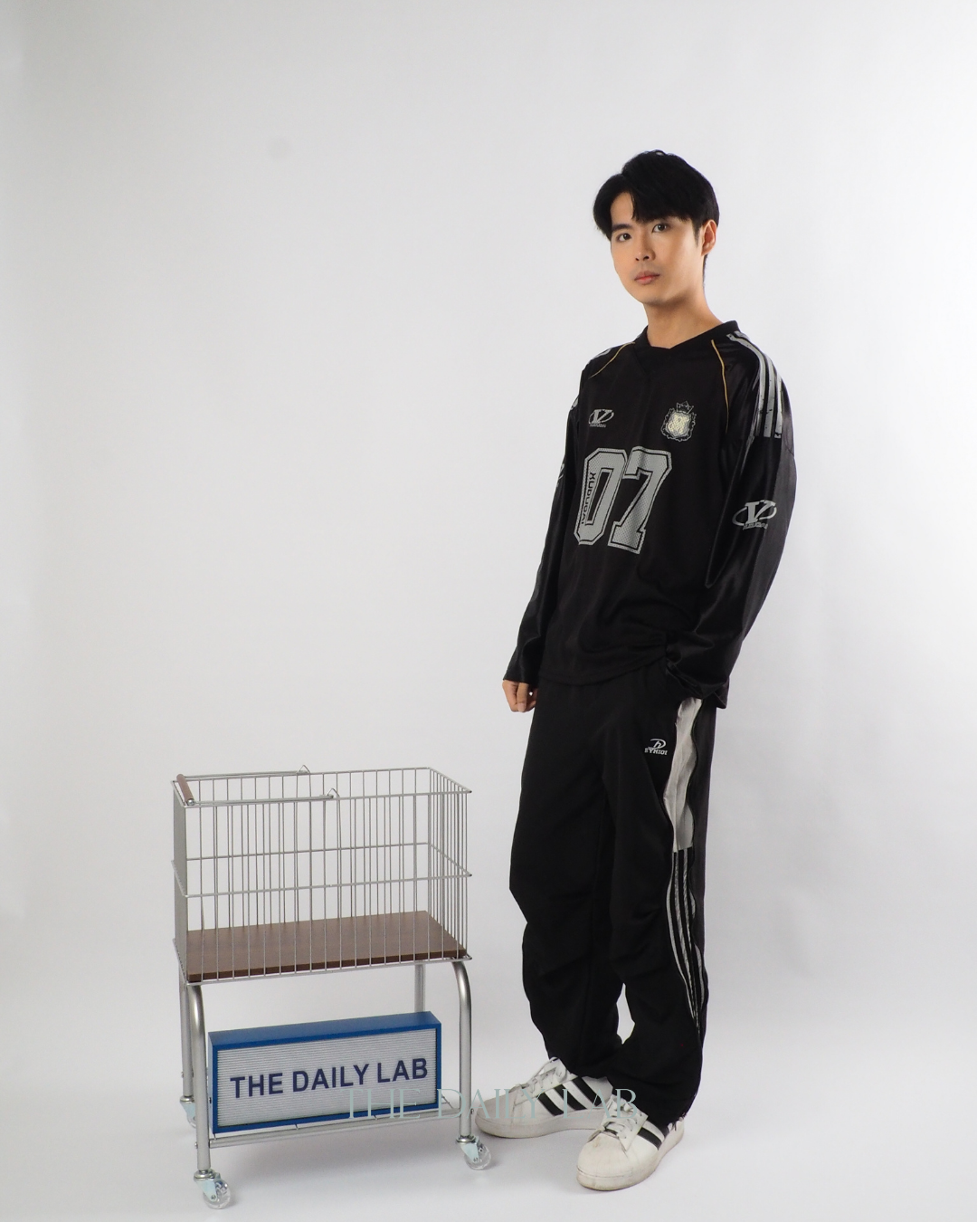 Vintage Mesh Long Sleeve Tee in Black