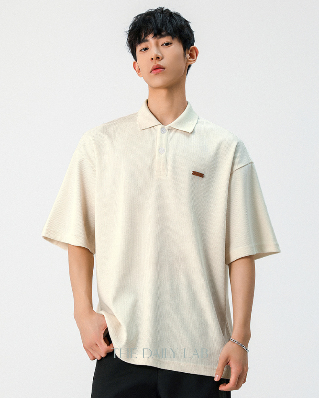 Retro Collar Polo Tee in White