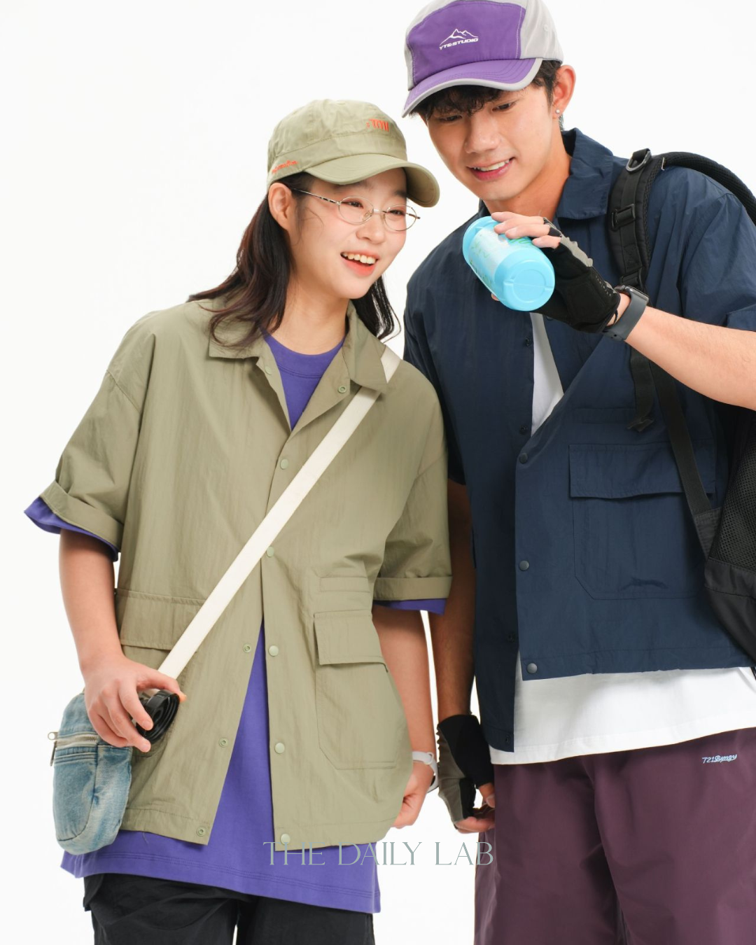 Solid Color Functional Short Sleeve Shirt In White