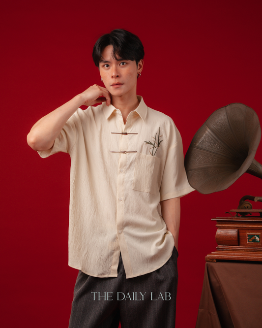 Bamboo Stitch Tang Shirt in Beige (In-Stock)