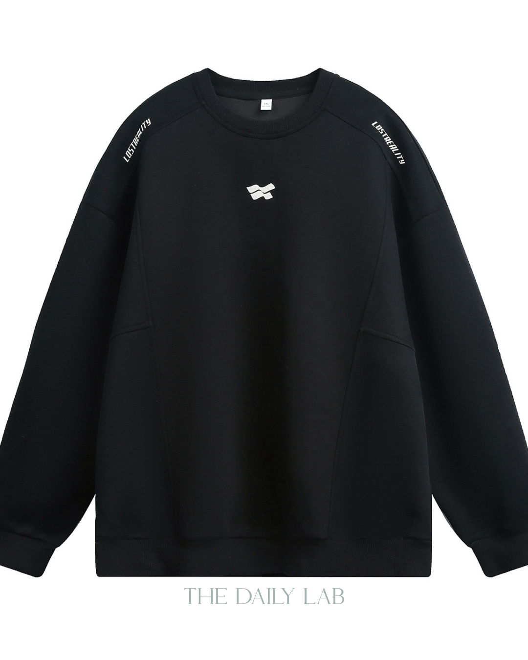 Crew Neck American Style Oversized Sweatshirt In Black