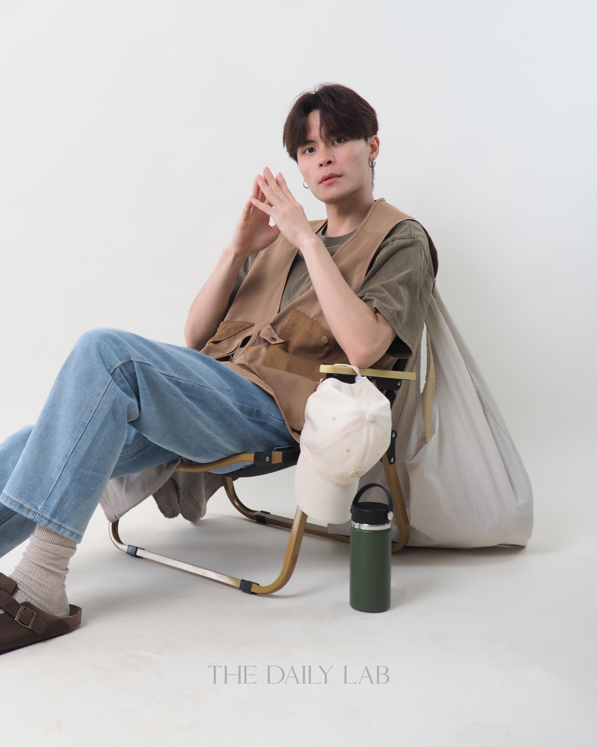 Pocketed Cargo Vest in Khaki