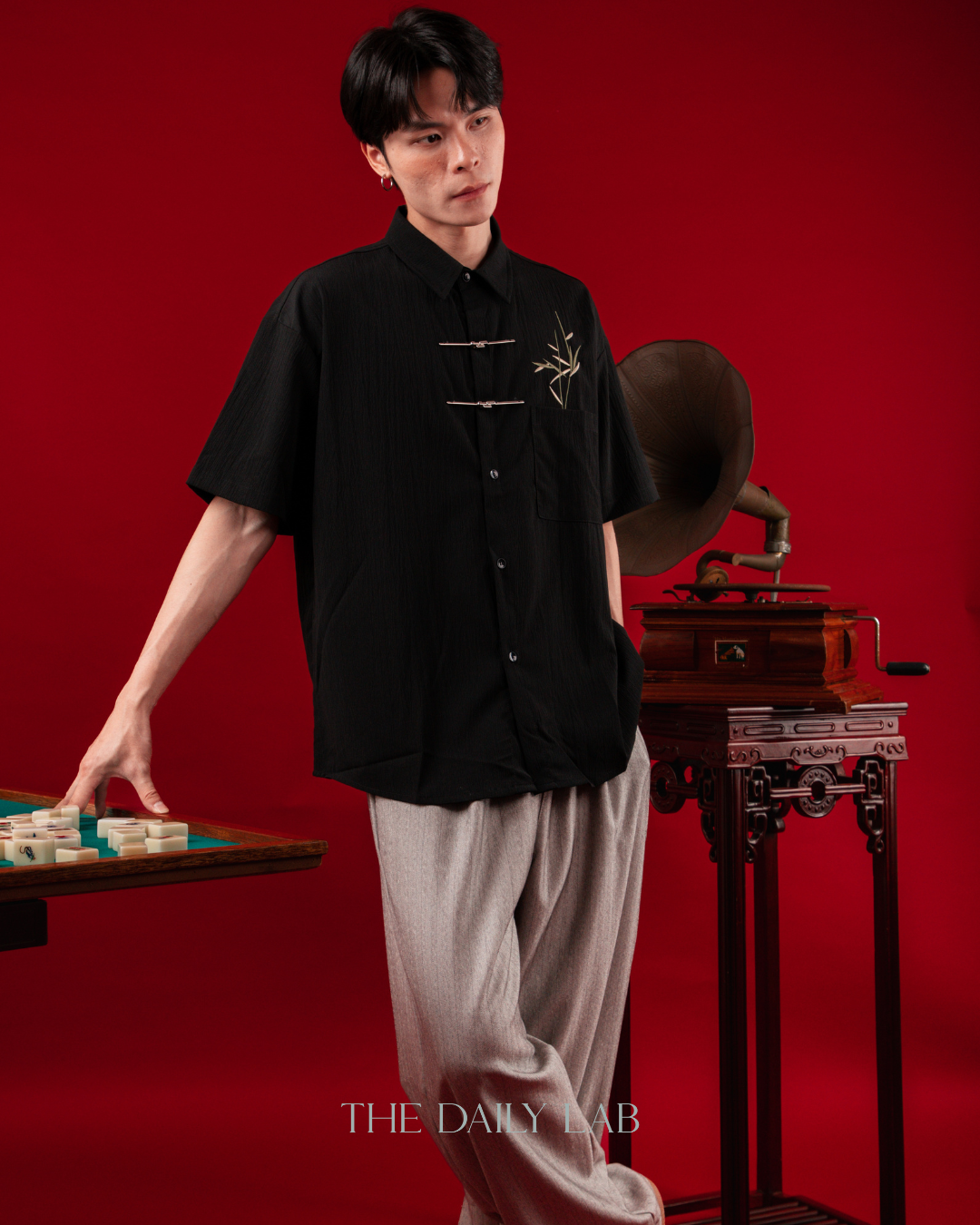 Bamboo Stitch Tang Shirt in Black