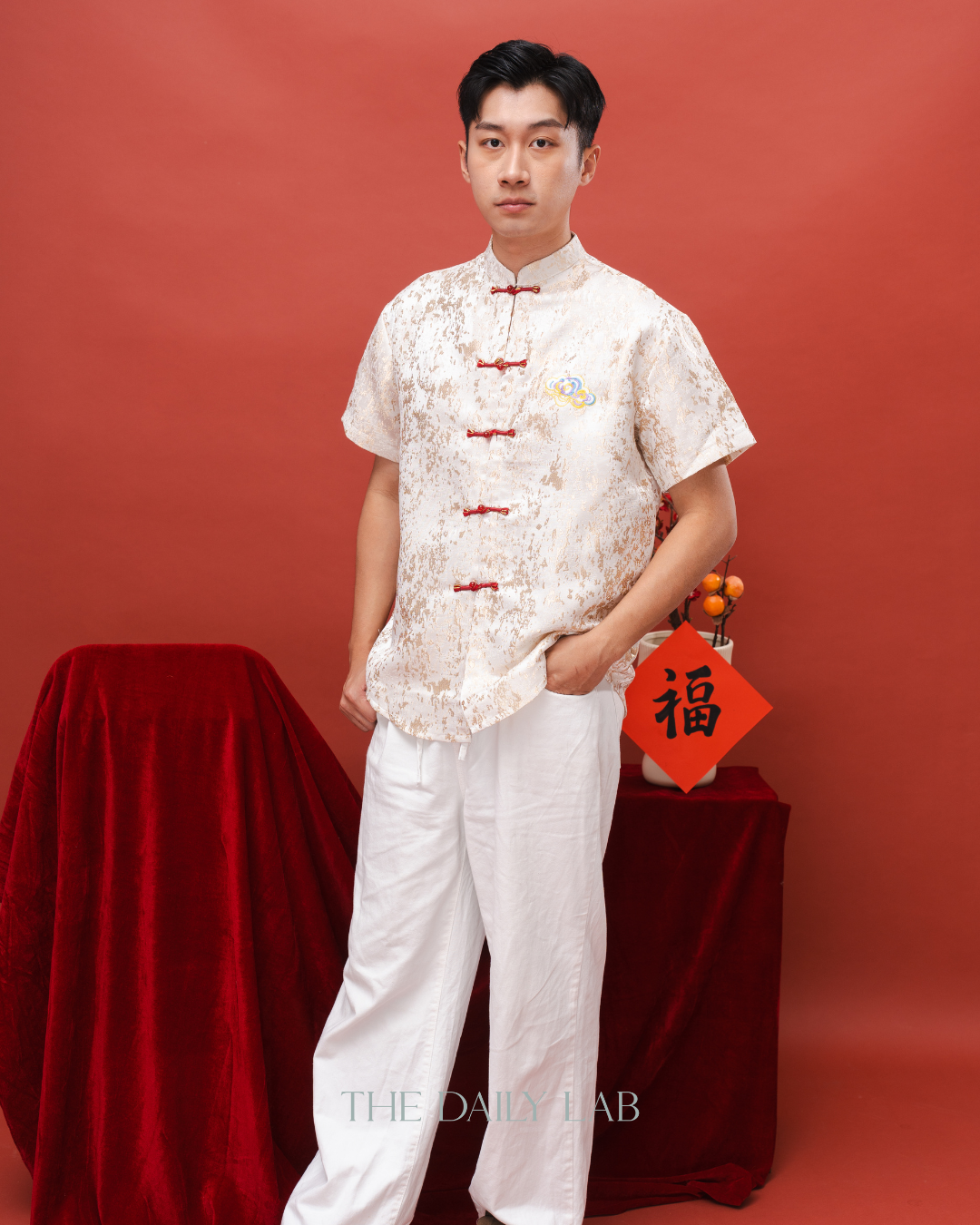 Cloud Embroidery Tang Shirt