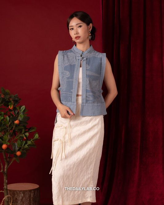 Cloud Jacquard Denim Tang Vest