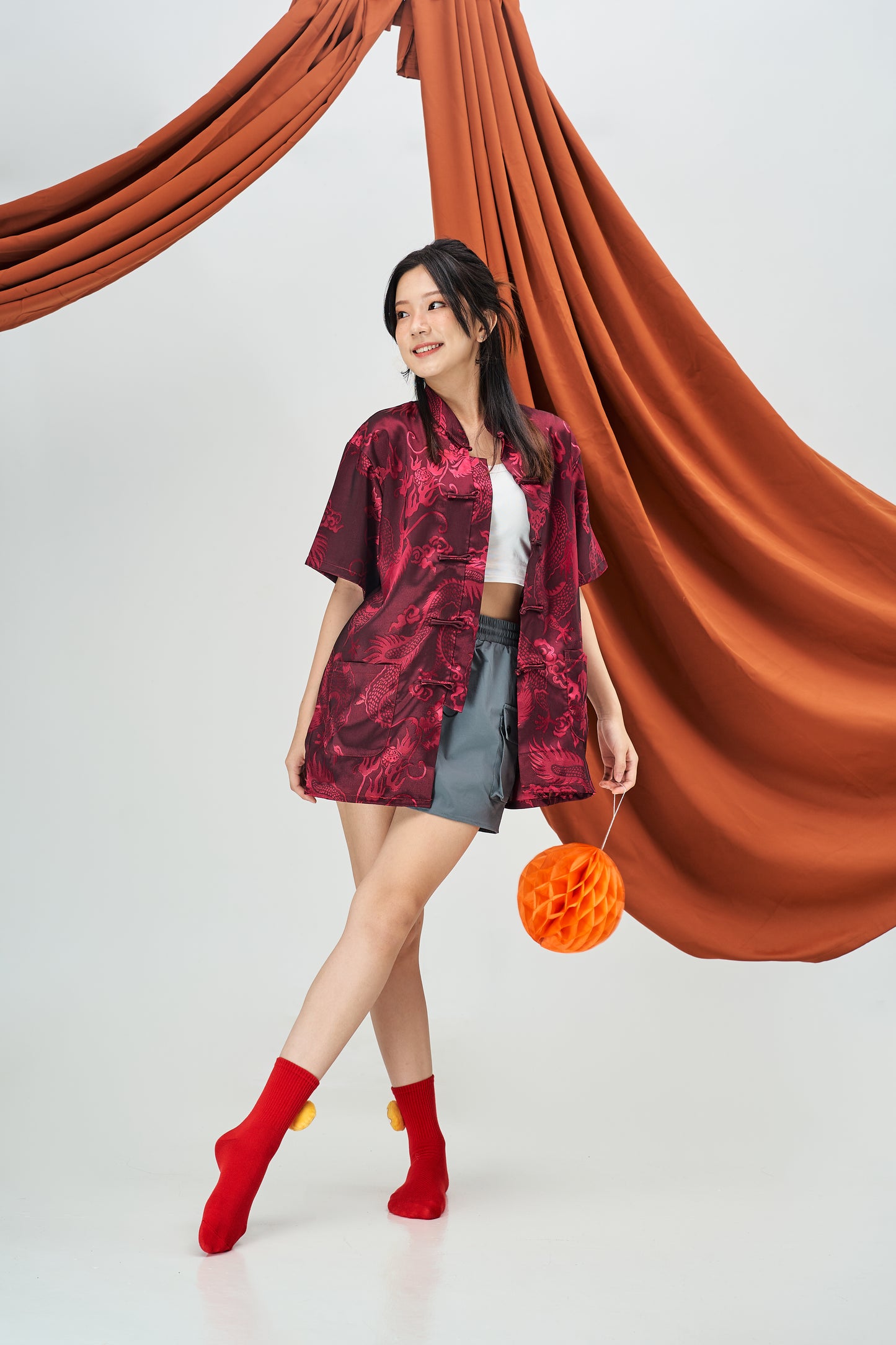 Vintage Chinese Dragon Tang Suit in Red