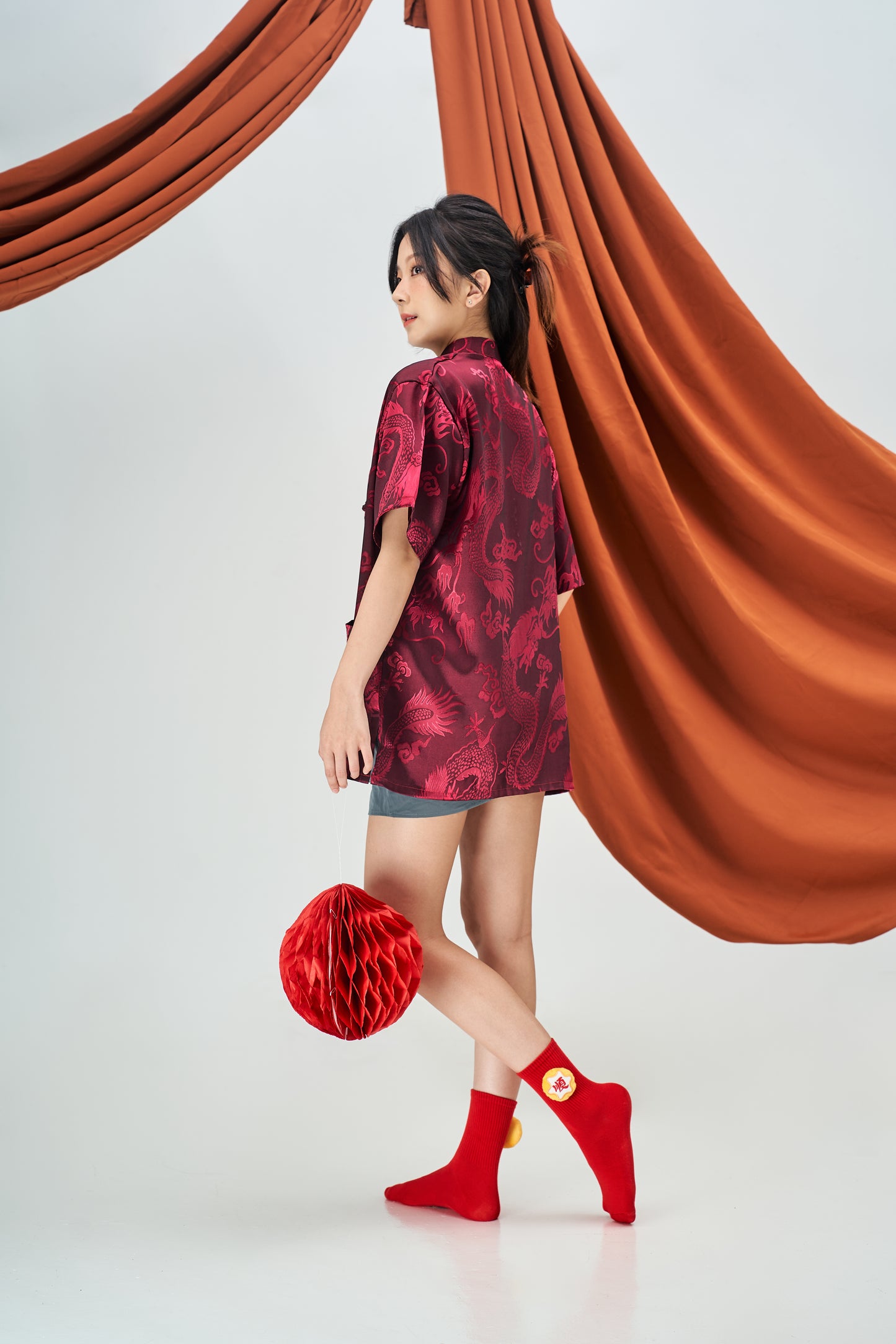 Vintage Chinese Dragon Tang Suit in Red