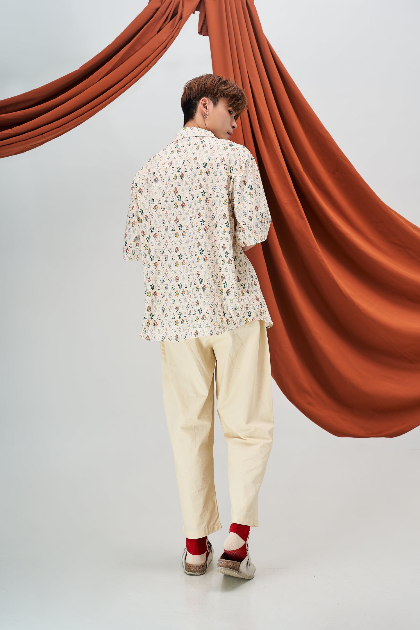 Retro Flora Oversized Shirt in Cream