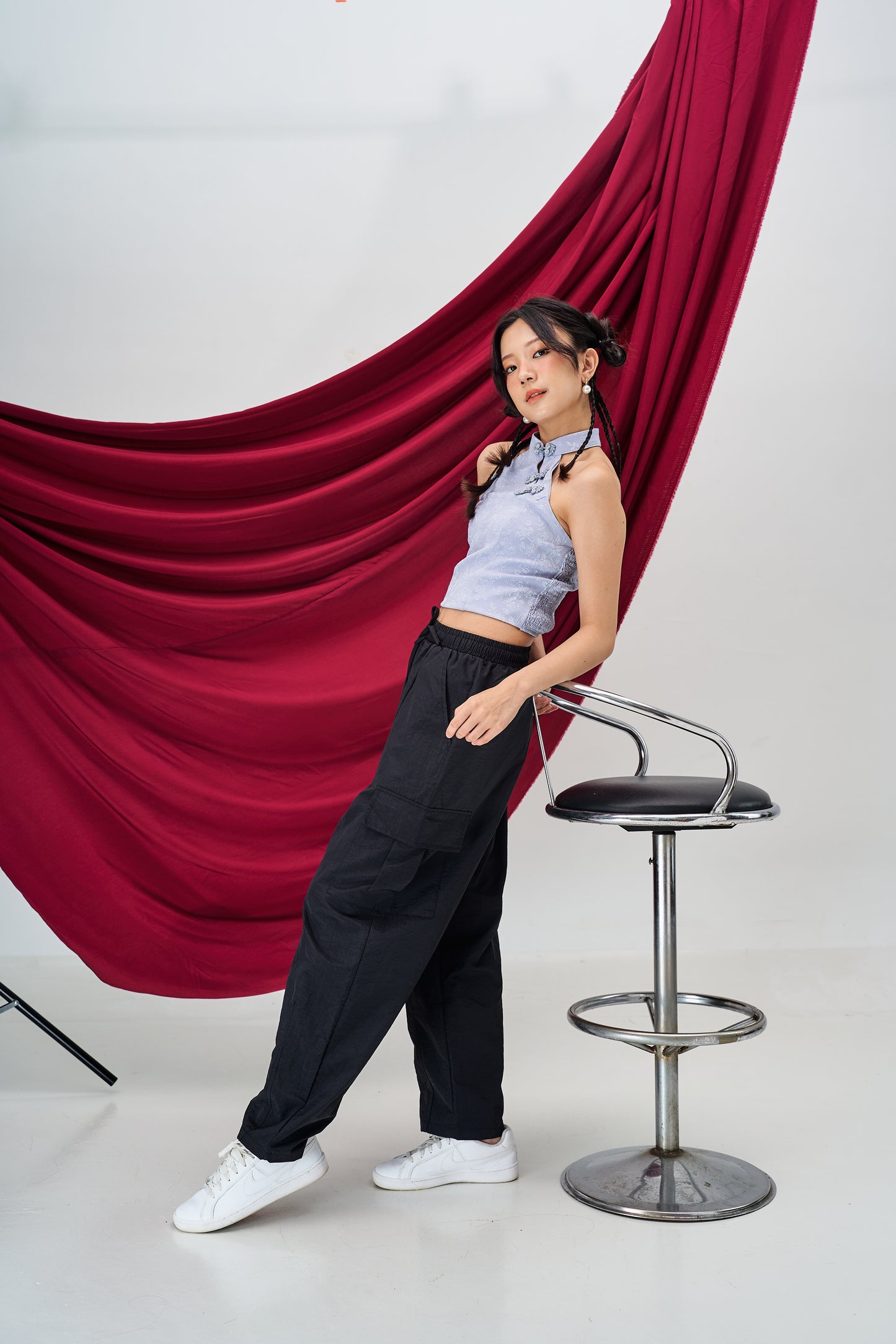 Halter Low Back Cheongsam Vest in Baby Blue